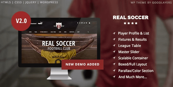 Real Soccer - Sport Clubs WordPress
