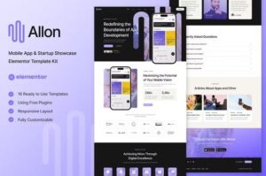Allon - Mobile App & Startup Showcase Elementor Template Kit