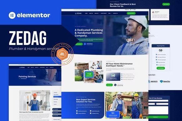 Zedag - Plumber & Handyman Services Elementor Pro Template Kit